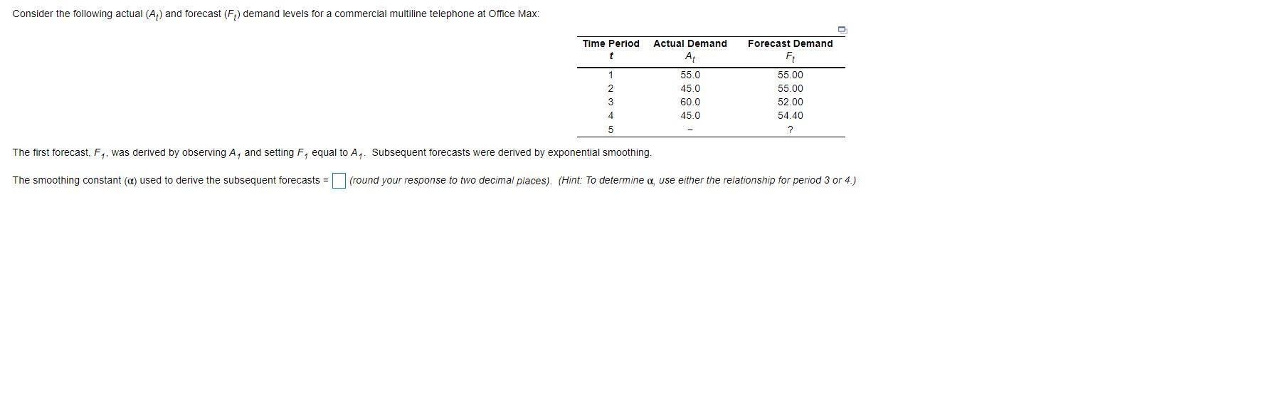 B) Using exponential smoothing, the forecasted