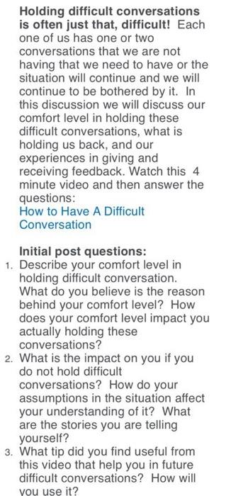 Holding difficult conversations is often just