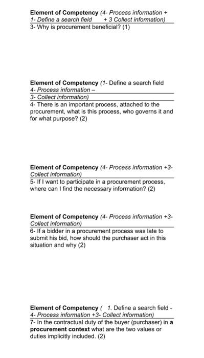 Element of Competency (4- Process information +