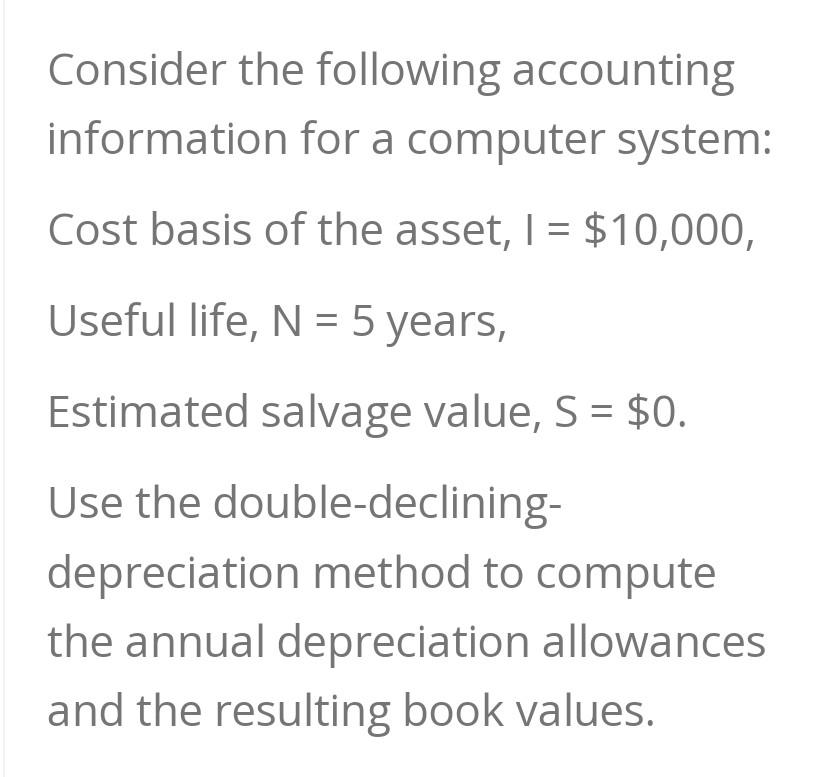 Consider the following accounting information for