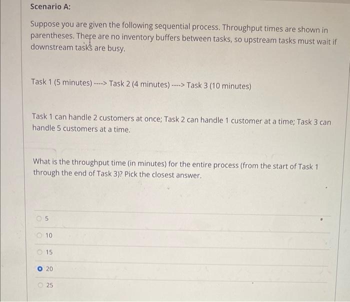 Scenario A: Suppose you are given the following