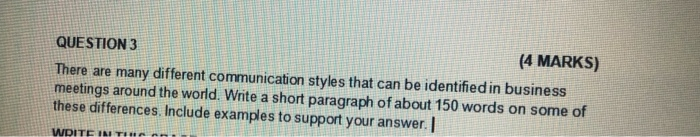 QUESTION 3 (4 MARKS) There are many different