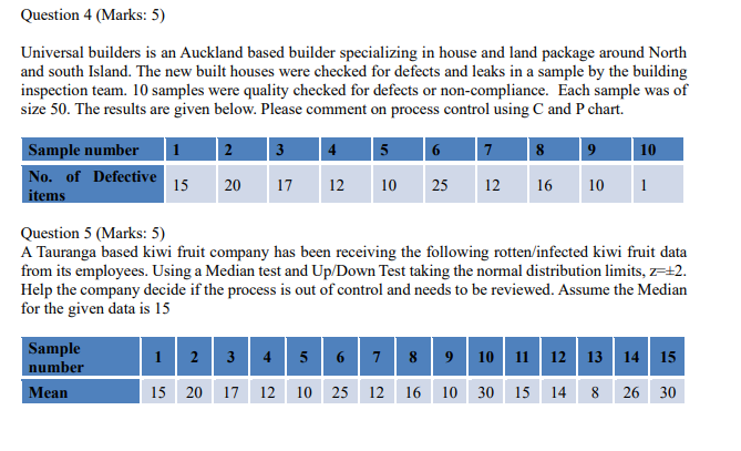 Question 4 (Marks: 5) Universal builders is an