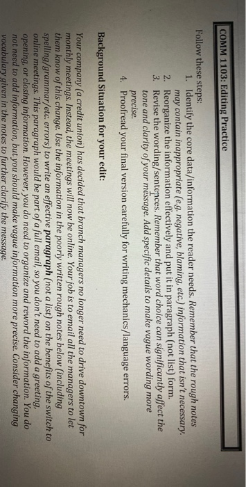 COMM 1103: Editing Practice Follow these steps: