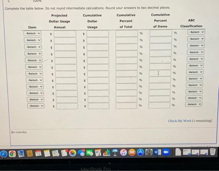 Assignment eBook Perform an ABC analysis for the