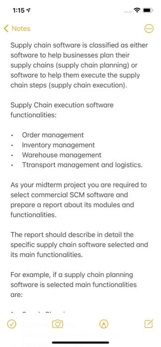 1:157 Notes Supply chain software is classified