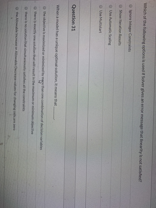 Which of the following options is used if Solver