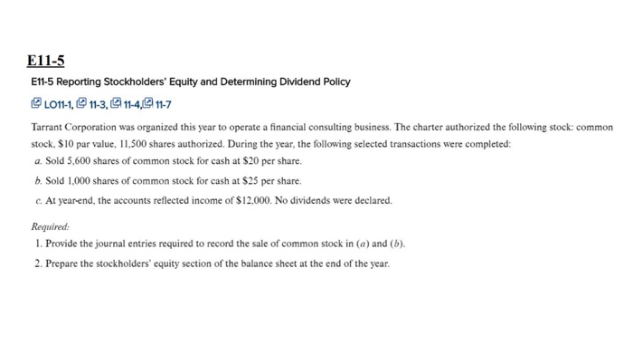 E11-5 E11-5 Reporting Stockholders' Equity and