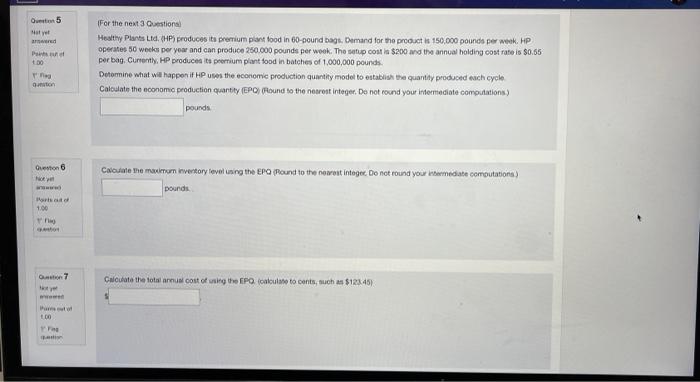 1. Calculate the economic production quantity