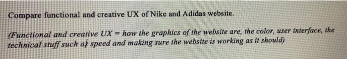 Compare functional and creative UX of Nike and
