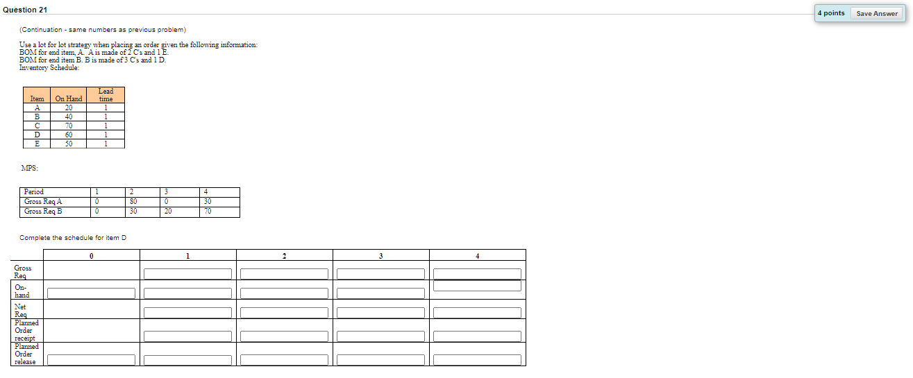 Question 21 4 points Save Answer (Continuation -