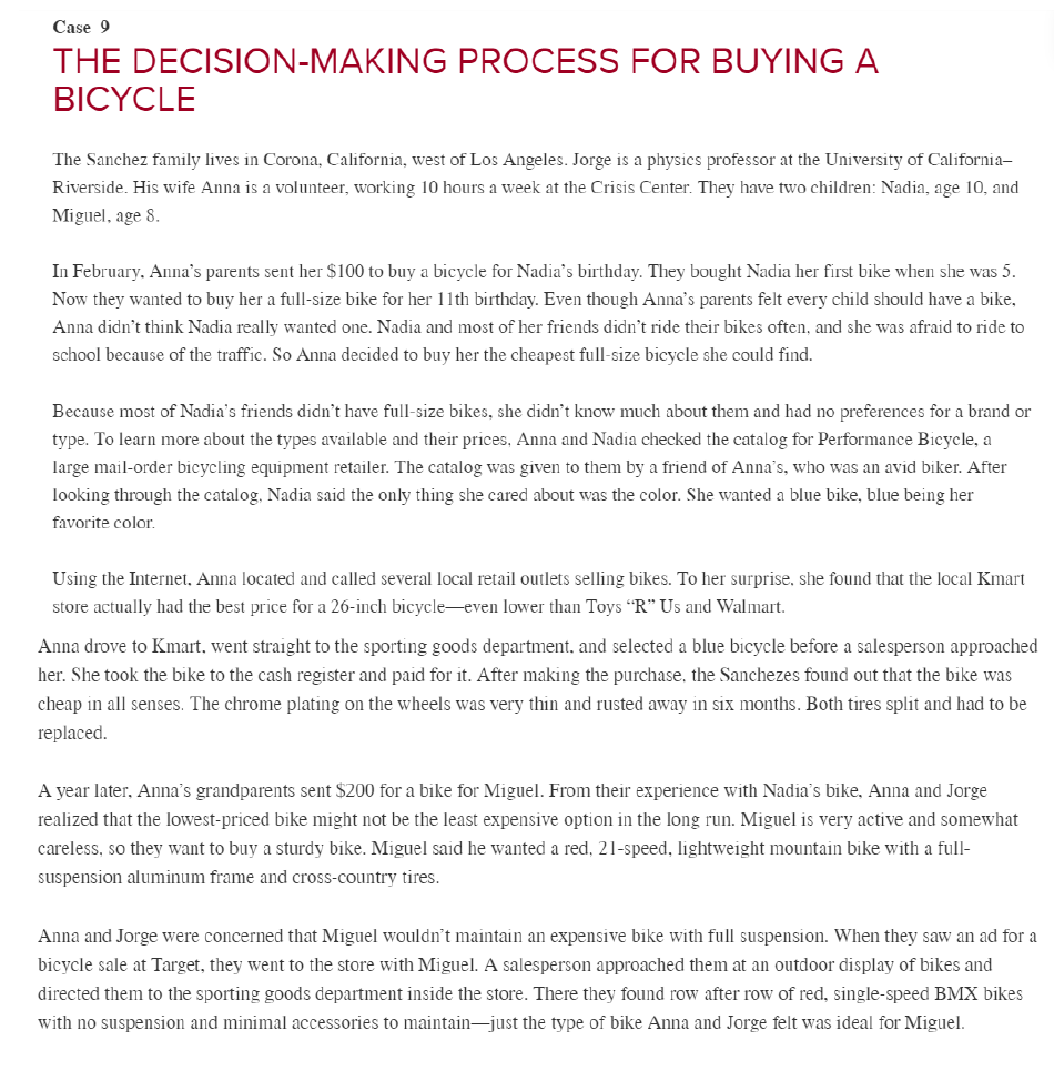 Case 9 THE DECISION-MAKING PROCESS FOR BUYING A