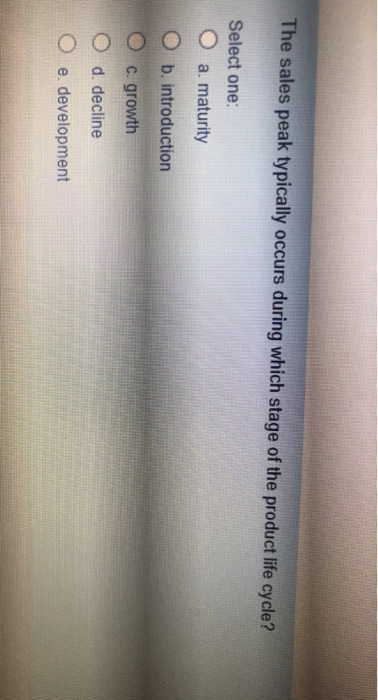 The sales peak typically occurs during which