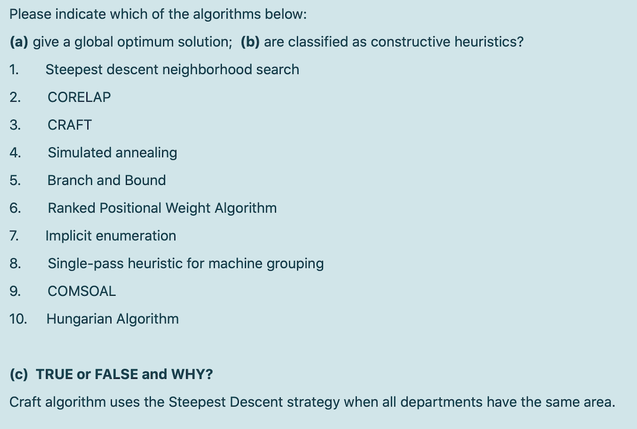 Please indicate which of the algorithms below: