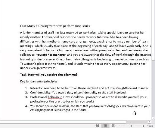Case Study 1 Dealing with staff performance