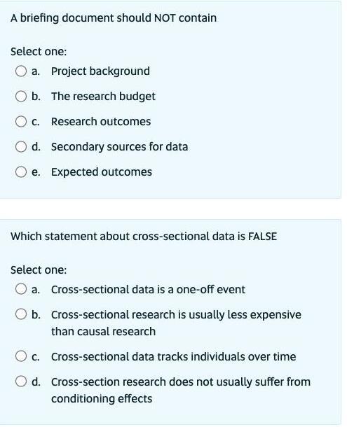 A briefing document should NOT contain Select