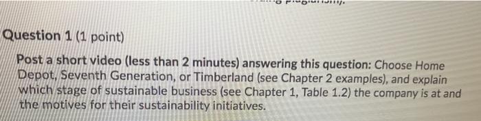 Question 1 (1 point) Post a short video (less