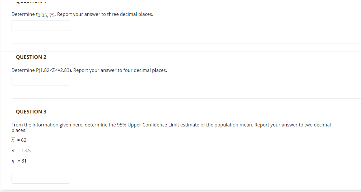 Determine t0.05,75. Report your answer to three