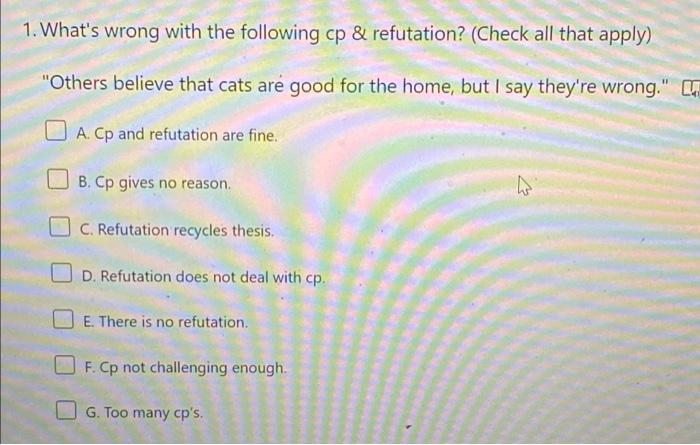 answer plz 1. What's wrong with the following cp