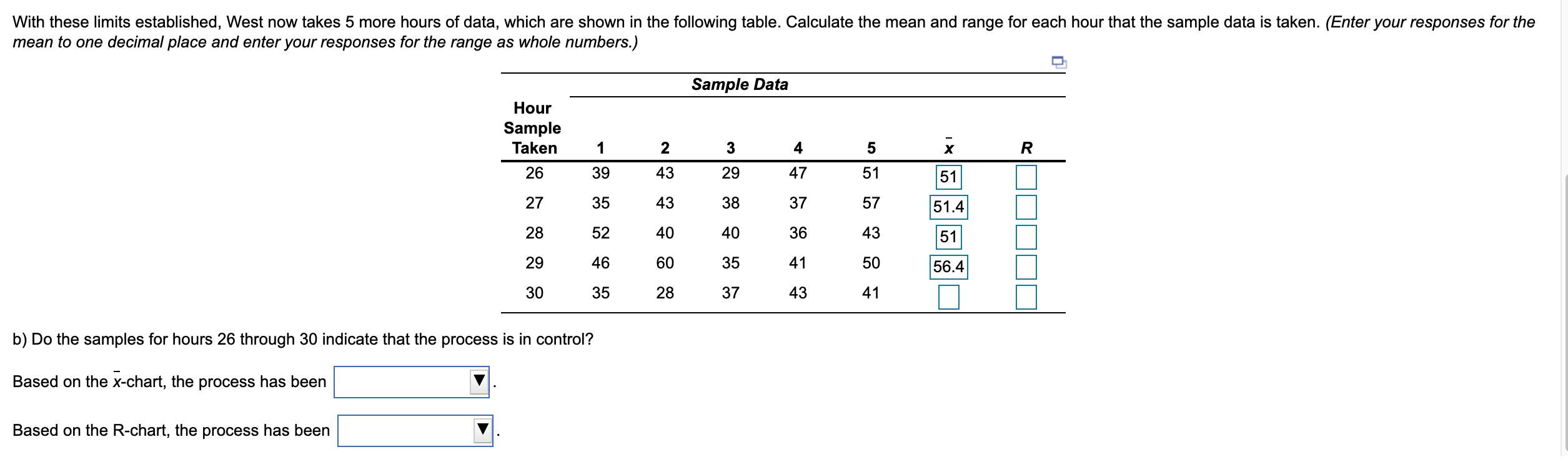 Refer to Table 56.1 - Factors for Computing