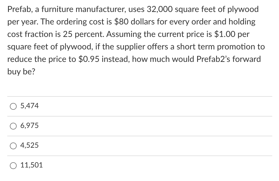 In the basic EOQ model, if ordering cost per
