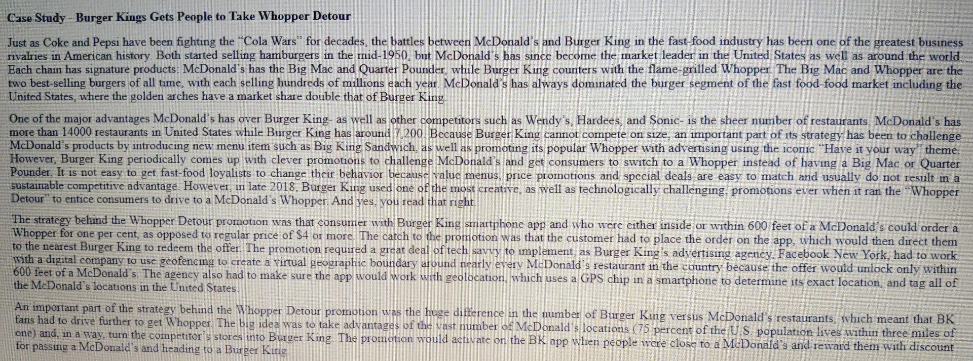 Marketing course please answer Case Study -