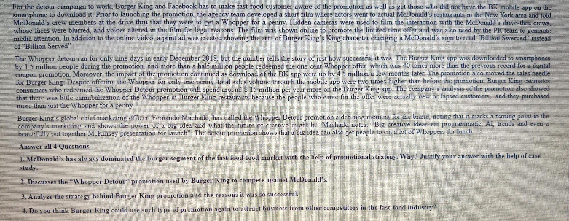 Marketing course please answer Case Study -