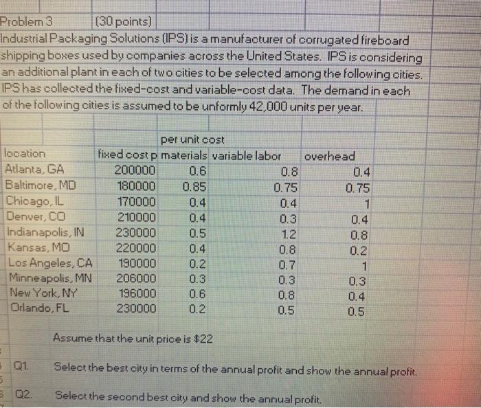 Problem 3 (30 points) Industrial Packaging