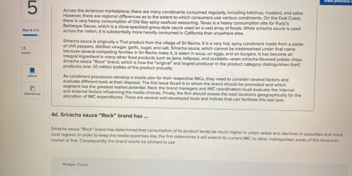 the one selected is wrong View previous 5 Part 4