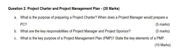 Question 2: Project Charter and Project