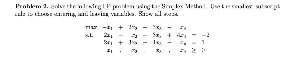Problem 2. Solve the following LP problem using