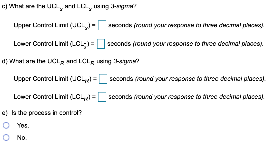 X Definition Sample Size, n Lower Range, D3 2 0 3