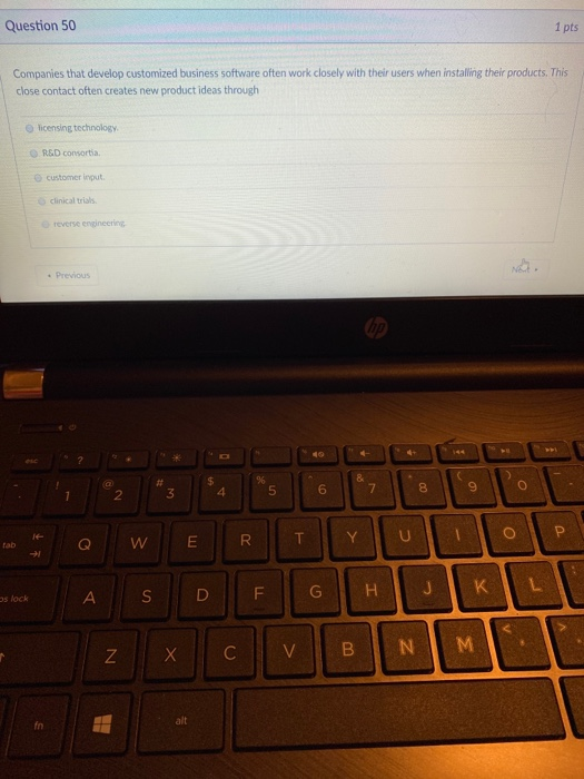 Question 50 1 pts Companies that develop