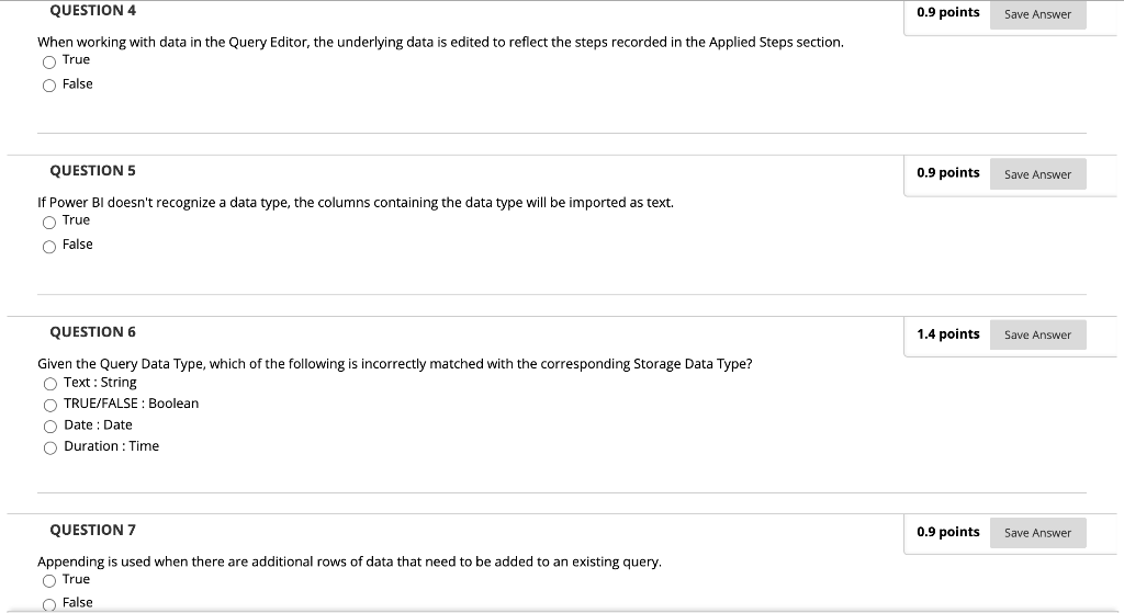 QUESTION 1 0.9 points Save Answer Power Bl mobile