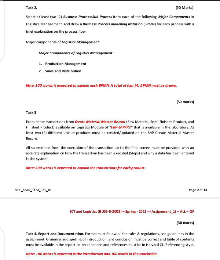 Need BPMN diagrams and Task 3 only... Please.