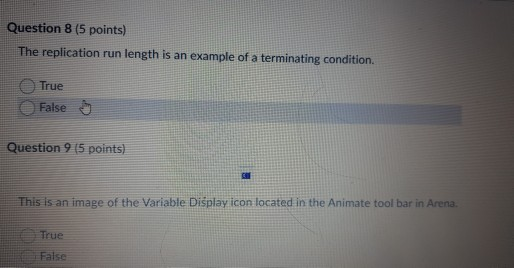 Question 8 (5 points) The replication run length