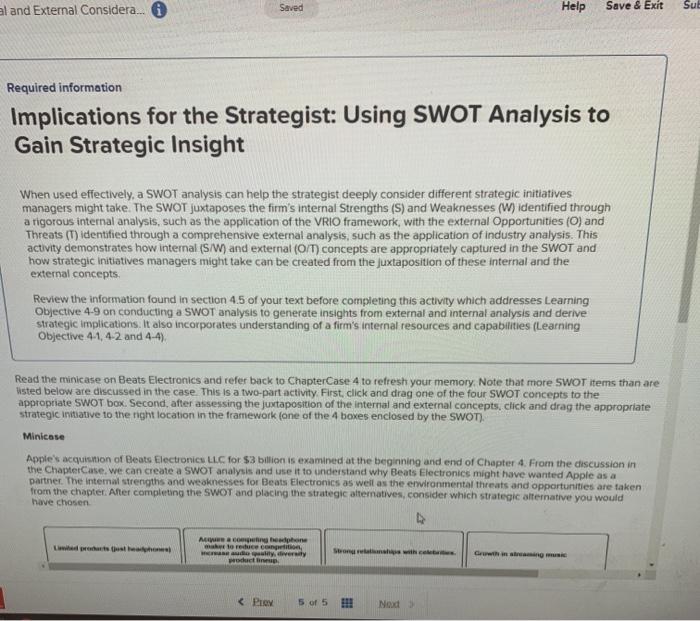 al and External Considera... 6 Saved Help Save &