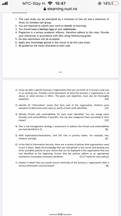 14% MTC-Stay H 15:47 elearning.nust.na 1. This