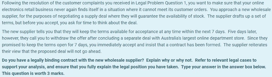 Business Law Question Following the resolution of