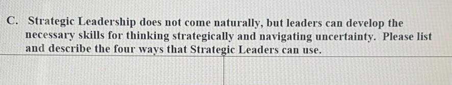 C. Strategic Leadership does not come naturally,