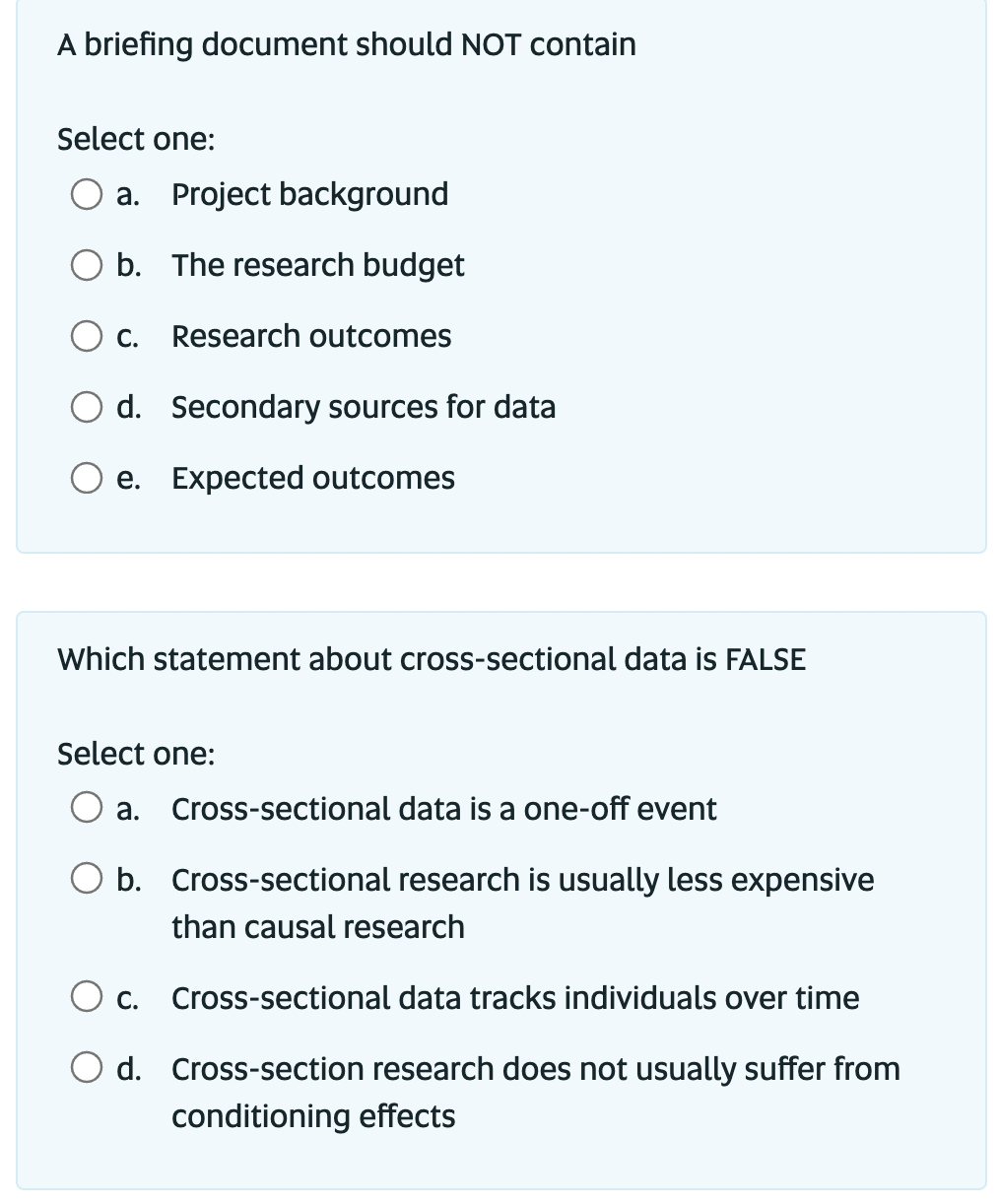 A briefing document should NOT contain Select