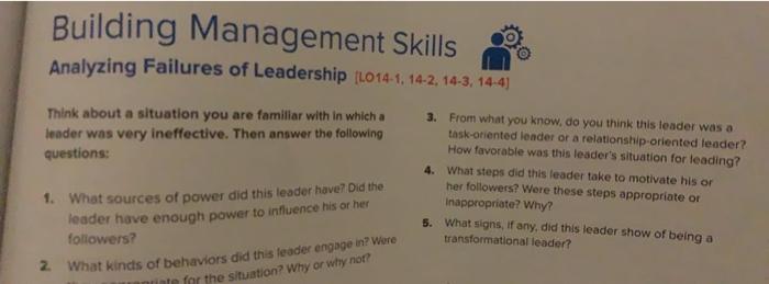 Building Management Skills Analyzing Failures of
