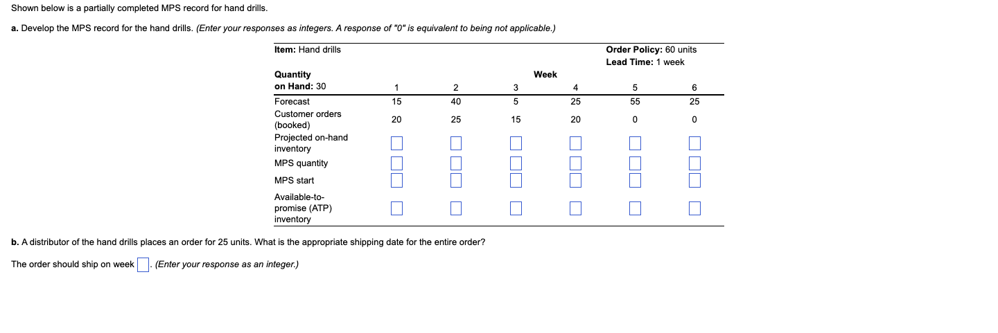 Shown below is a partially completed MPS record