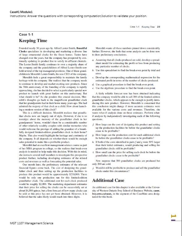 Case#1 Module1 Instructions: Answer the questions