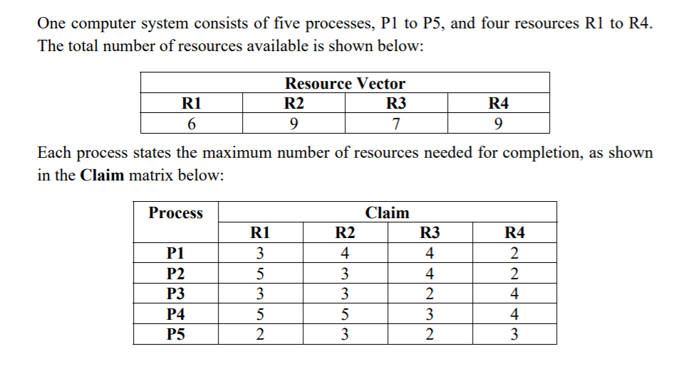 a=1, b=2 One computer system consists of five
