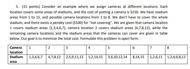 5. (15 points) Consider an example where we