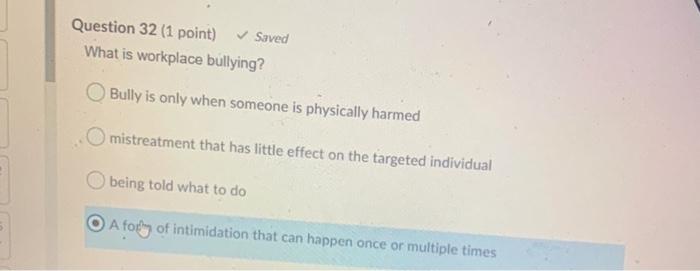 Question 26 (1 point) Saved If a supervisor gets