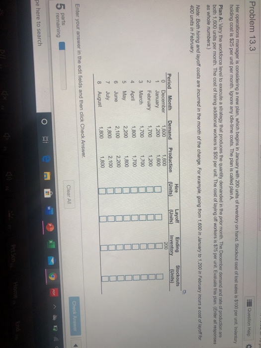 Problem 13.3 Question Help Her operations manager
