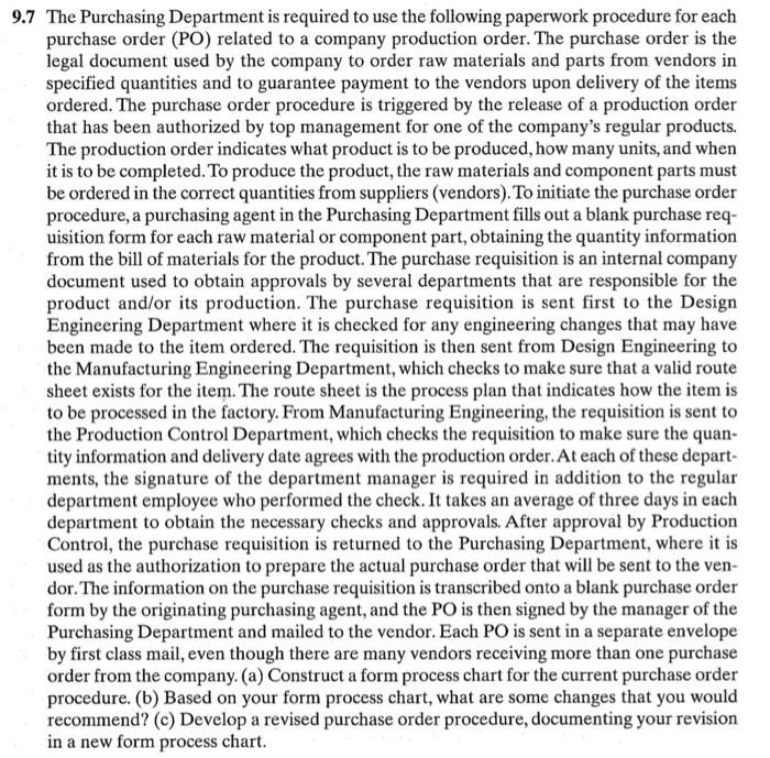 9.13 Develop a cross-functional process map for