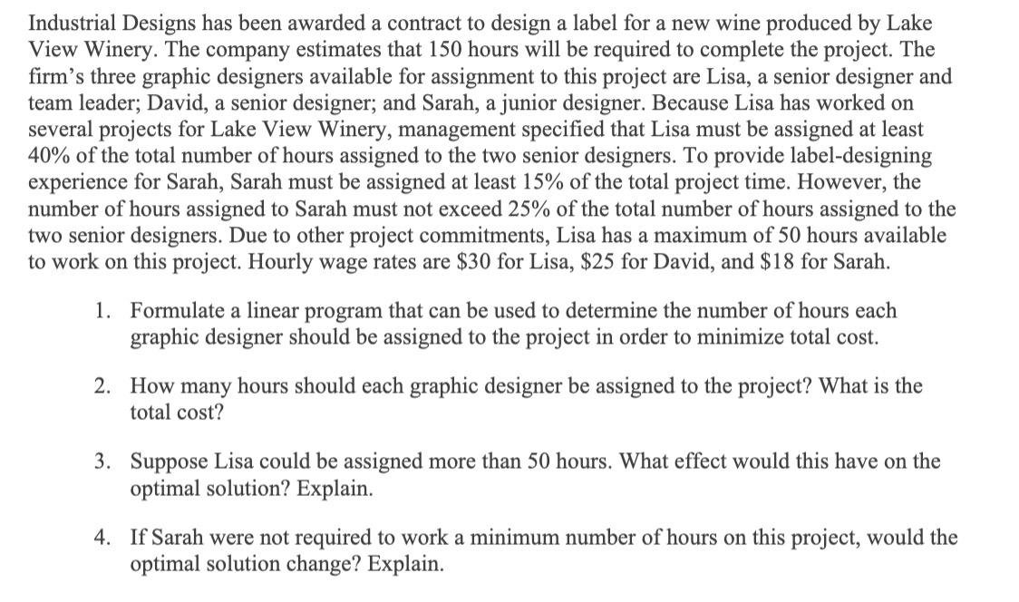 Do it on Excel Please!! Industrial Designs has